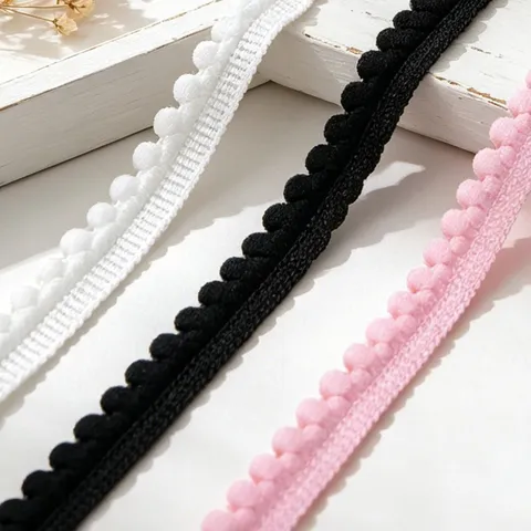 Colorful Pom Pom Trim PomPom Fringe Ribbon For Sewing Garment Dress Wedding Party DIY Craft Nylon Ribbon Trim