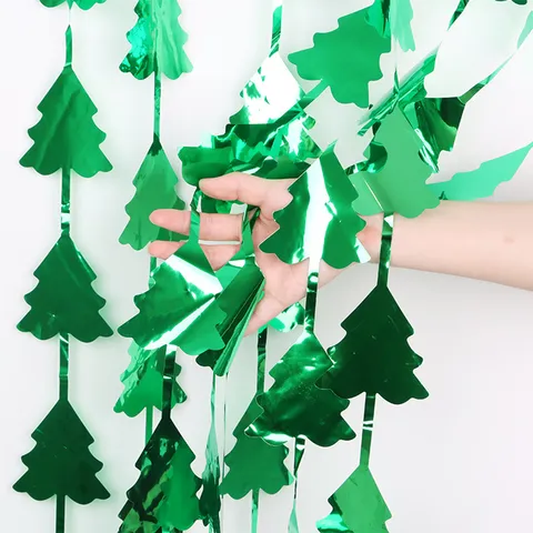 Christmas Tree Tinsel Fringe Curtain Plastic Hanging Garland For Xmas Birthday Party DIY Home Wall Decoration