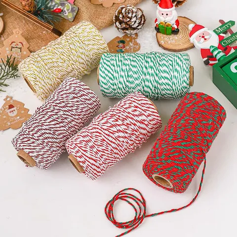 Colorful Cotton Cord Braided Rope For Christmas Gift Wrapping Craft DIY Holiday Party Home Decoration