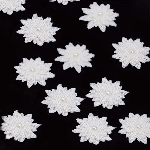 Linen Sunflower Lace Hair Accessories DIY Garment Sewing Craft Pearl Embellishment Natural Fabric Trim For Hat Decor