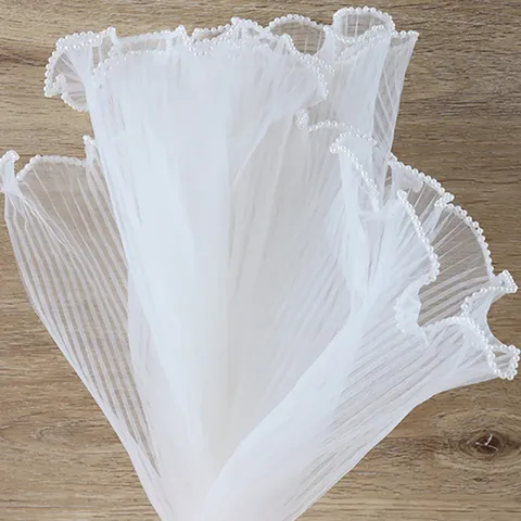 Waving Mesh Ribbon Pearl Edge Lace Trim Gift Wrapping Material For Valentine Wedding Party DIY Crafts Decoration