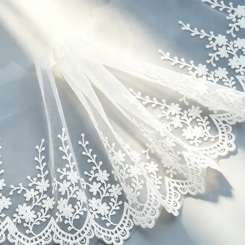 White Pine Branch Embroidered Mesh Lace Trim Ribbon For Sewing Garment DIY Craft Home Decoration Sewing Supply