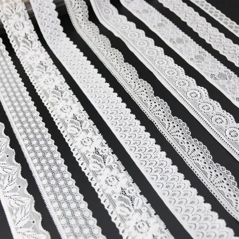 Weißer Elastischer Spitzenbesatz Band Stretch Stoff Für Nähen Kleidung DIY Handwerk Heimtextilien Dekoration