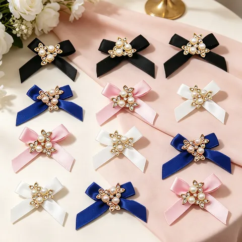 Rubans Noeuds DIY Avec Perles Et Strass Garnitures De Vêtements Nœud Décoratif Pour Artisanat Couture Accessoires