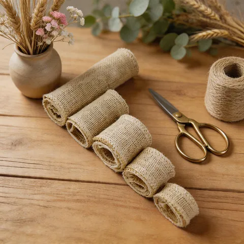 Natural Burlap Ribbon Roll Hessian Fabric Trim For Wedding Party Decor DIY Craft Sewing Accessory