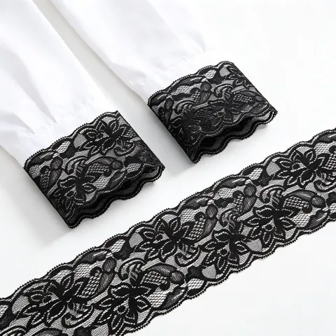 Elastic Lace Trim Fabric Nylon White Black DIY Sewing Wedding Dress Garment Decoration Craft Material