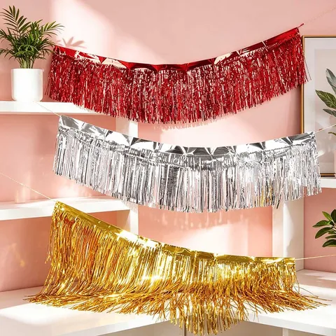 Folie Fransen Vorhang Lametta Kulisse Metallisch Luftschlangen Hintergrund Für Weihnachtsbaum Party Dekoration DIY Foto Booth Requisiten