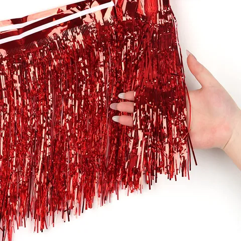 Folie Fransen Vorhang Lametta Kulisse Metallisch Luftschlangen Hintergrund Für Weihnachtsbaum Party Dekoration DIY Foto Booth Requisiten