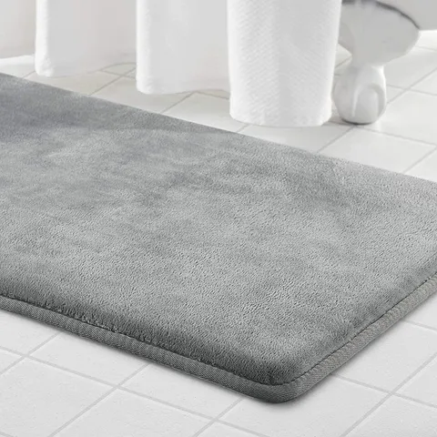 Tapis de Bain en Flanelle à Mémoire de Forme Épaissi Antidérapant Absorbant Tapis de Sol Doux pour Maison Chambre