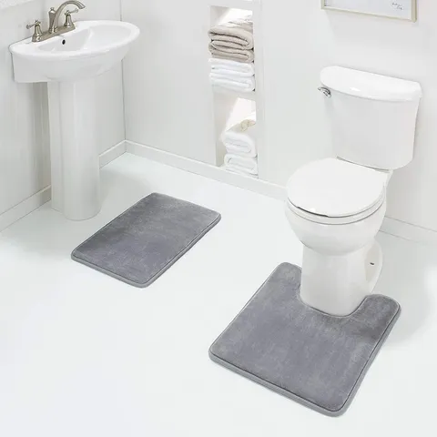 Tapis de Bain en Mousse à Mémoire de Forme Absorbant Antidérapant Tapis de Porte Uni Épais en Peluche Pour Chambre à Coucher