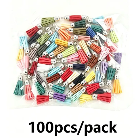 Vintage Colorful Leather Tassels Fringe Pendants With Metal Caps For DIY Jewelry Making Keychains Crafting