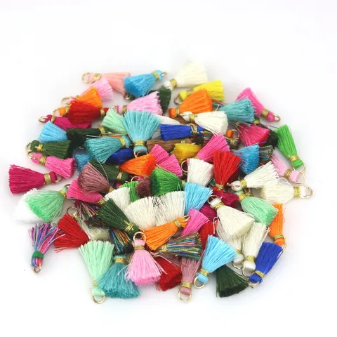 Mini Tassels With Gold Threads Polyester Tassel Pendants For DIY Jewelry Making Keychain Cell Phone Straps Craft Supplies