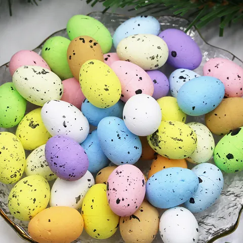 Œufs en Mousse de Pâques Colorés et Tachetés Œufs de Simulation Pour Bricolage Artisanat Maison Fête Table Décoration Ornements