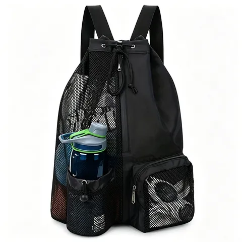 Outdoor Drawstring Mesh Backpack Large Capacity Breathable Sports Fitness Swim Storage Gym Bag For Men And Women