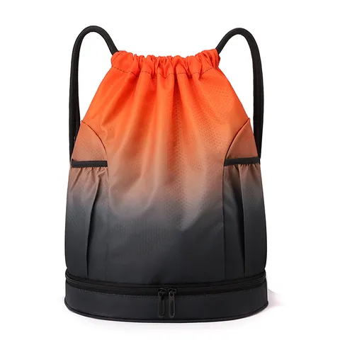 Waterproof Drawstring Backpack Wet And Dry Separation Swim Bag Gradient Color Outdoor Travel Sports Gym Bag For Unisex