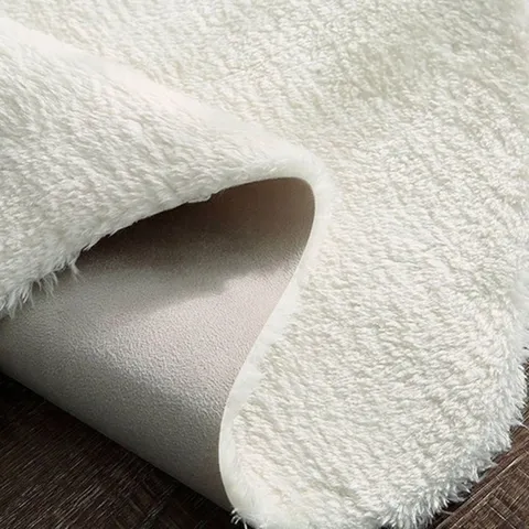 Tapis Peau de Agneau Couleur Unie Doux Tapis de Sol en Fausse Laine Lavable en Machine Chambre Salon Tapis de Chevet