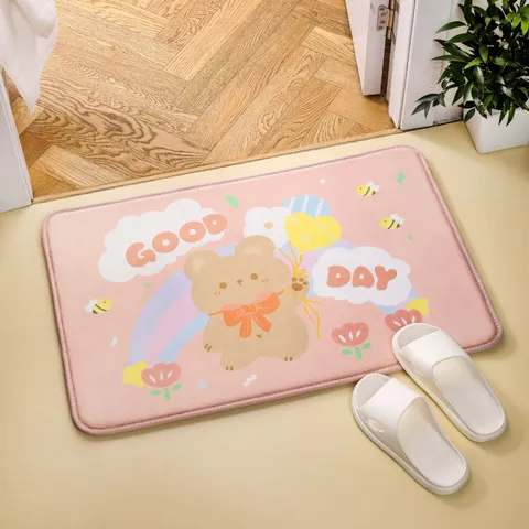 Tapis de Sol Mignon et Épais de Dessin Antidérapant Absorbant pour Salle de Bains Salon Entrée Décoration de Maison