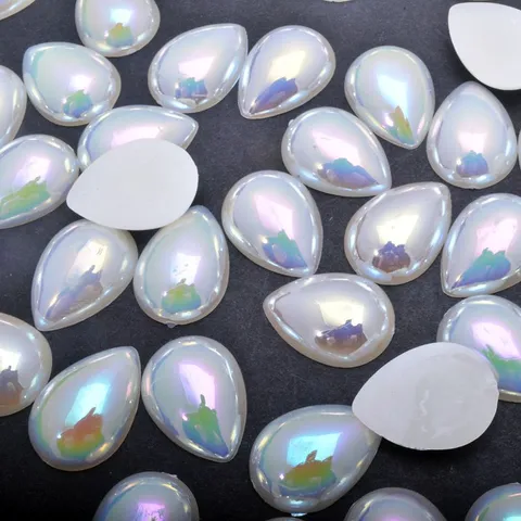 Perline Imitazione Perla ABS Retro Piatto Goccia Iridescente AB Perline Sfuse Per Abbigliamento DIY Fatto a Mano Accessori Capelli