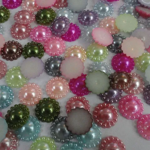Perline di Perla Artificiale Girasole Perline Piatte in Plastica Resina per Creazione di Gioielli Fai da Te Artigianato Accessori di Abbigliamento