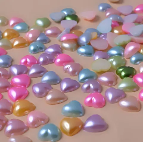 Perle Artificiali a Cuore Piatte Decorazione Artigianale per Nail Art Fai da Te Custodia per Telefono Accessori per Gioielli