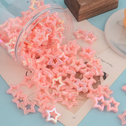 Perle di Plastica a Pentagramma Cavo Colore Macaron AB Iridescente Accessori per Gioielli Fai da Te per Artigianato