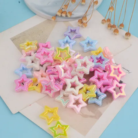 Perle di Plastica a Pentagramma Cavo Colore Macaron AB Iridescente Accessori per Gioielli Fai da Te per Artigianato