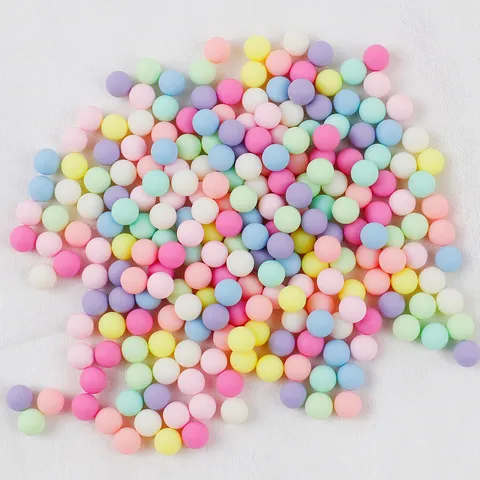 Perline in Acrilico Opaco Macaron Colore Misto Perline Sfuse Tonde Per Custodia Per Telefono Colla Crema Accessori Per La Creazione Di Gioielli Fai Da Te