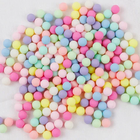 Perline in Acrilico Opaco Macaron Colore Misto Perline Sfuse Tonde Per Custodia Per Telefono Colla Crema Accessori Per La Creazione Di Gioielli Fai Da Te