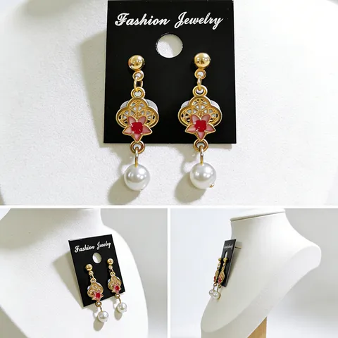 Pendientes de Gota de Trébol de Cuatro Hojas de Esmalte Estilo Chino Vintage Pendientes Largos Lujosos Para Mujer Joyería