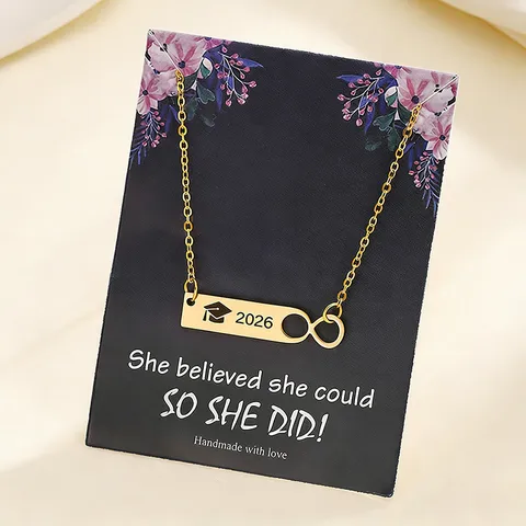 2026 Graduation Season Doctoral Hat Infinity Symbol Necklace Stainless Steel Student Memorial Gift Jewelry For Unisex