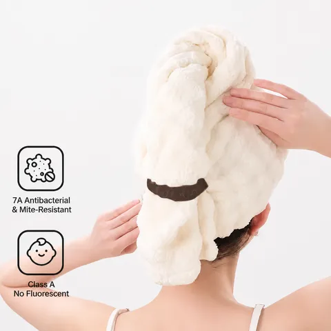 French Luxury Thickened Coral Fleece Hair Drying Cap Quick Drying Absorbent Towel Wrap For Women Long Hair Bath Cap