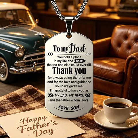 Collar de Placa Militar de Acero Inoxidable Grabado To My Dad para Hombre Regalo del Día del Padre Recuerdo de Hijo Hija a Padre Joyería