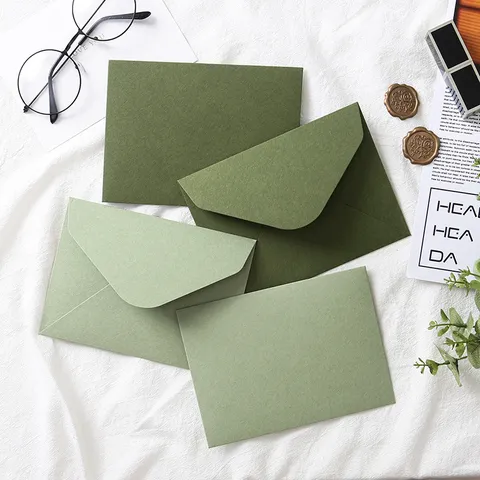 Collection de Papeterie et Enveloppe Vert Avocat Vert Olive Vintage Papier à Lettres Rétro Sceau de Cire pour Cartes de Vœux