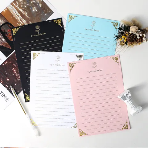 Vintage Bronzing Rose Letter Paper Elegant 120g Thickened Cardboard Stationery For Love Letters Wedding Party Invitations Hand Written Stationery