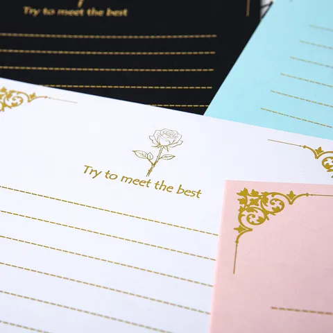 Vintage Bronzing Rose Letter Paper Elegant 120g Thickened Cardboard Stationery For Love Letters Wedding Party Invitations Hand Written Stationery
