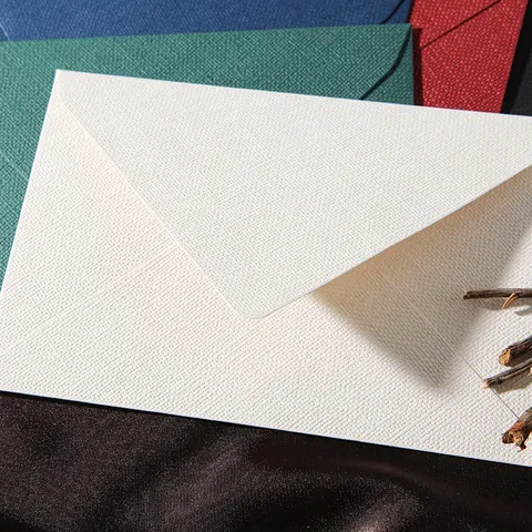 Ensemble Enveloppe et Papier à Lettres Texture Lin Vintage Style Occidental Minimaliste Rabat Long Papeterie Colorée Avec Cachet de Cire