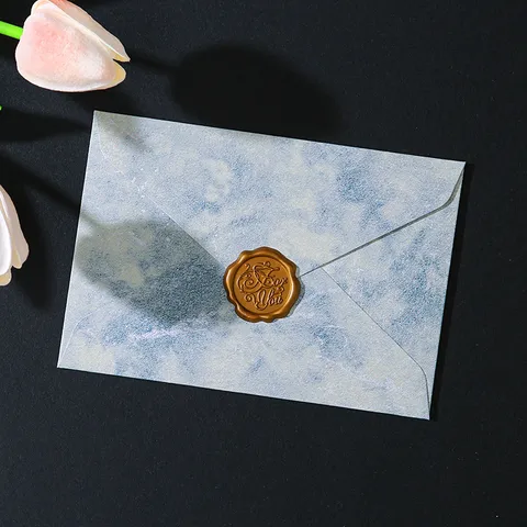 Ensemble Enveloppe et Papier à Lettres Dorés Vintage Sceau de Cire Gaufré Papeterie pour Invitation de Mariage