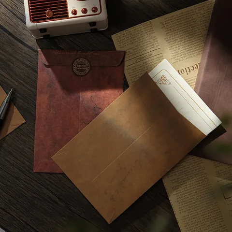 Vintage Kraft Paper Envelopes Retro Letter Paper Wax Seal Stamp Creative Stationery Set For Wedding Party Daily Mail
