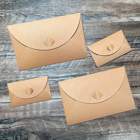 Retro Creative Kraft Paper Envelope Heart Buckle Letter Stationery Set Envelope For Greeting Cards And Invitations