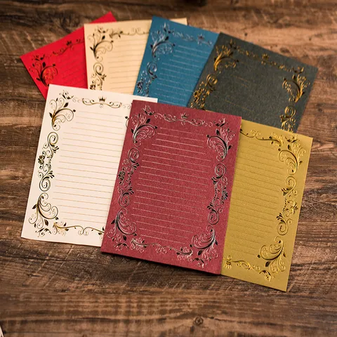 Papier à Lettres et Enveloppe Vintage Bronzage Papier Spécial Papeterie Rétro Florale pour Fête de Mariage Lettres d'Amour