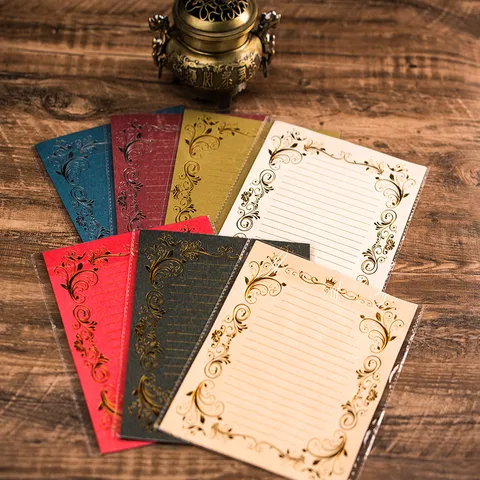 Papier à Lettres et Enveloppe Vintage Bronzage Papier Spécial Papeterie Rétro Florale pour Fête de Mariage Lettres d'Amour