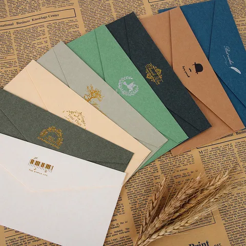 Enveloppe Dorée en Papier Spécial Rétro Invitation d'Affaires Enveloppes de Rangement pour Cartes de Mariage