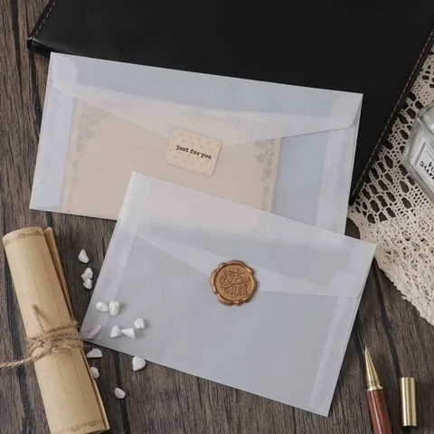 Enveloppes en Papier Sulfuriqué Translucide Enveloppe Vellum Vierge Pour Invitations de Mariage Rangement de Lettres Papeterie Cadeau