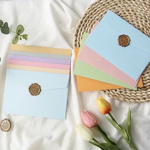 Macaron Morandi Couleur Unie Enveloppes en Papier Coloré Style Occidental Enveloppes de Lettres Vides pour Bureau École Papeterie