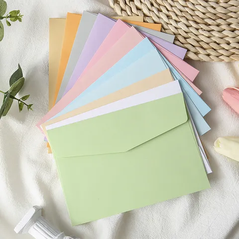 Macaron Morandi Couleur Unie Enveloppes en Papier Coloré Style Occidental Enveloppes de Lettres Vides pour Bureau École Papeterie