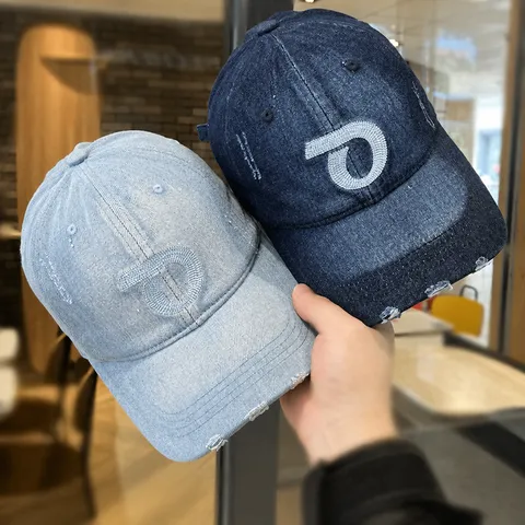 Damen Jeans Baseball Cap Vintage Gewaschene Baumwolle Gebogene Krempe Bestickter Buchstabe Casual Sonnenschutz Hut