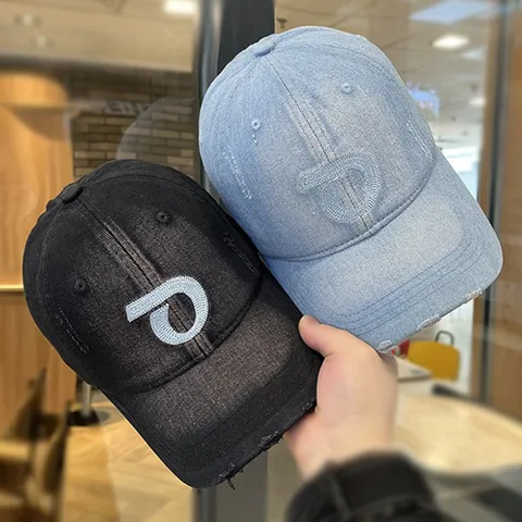 Damen Jeans Baseball Cap Vintage Gewaschene Baumwolle Gebogene Krempe Bestickter Buchstabe Casual Sonnenschutz Hut