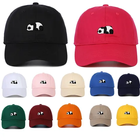 Cotton Panda Embroidery Baseball Cap For Men Women Soft Top Outdoor Sun Protection Curved Brim Adjustable Sporty Hip Hop Hat