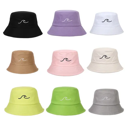 Cappello da Pescatore in Cotone Minimalista con Ricamo a Onde Cappello da Sole All'aperto per Donna Uomo Moda