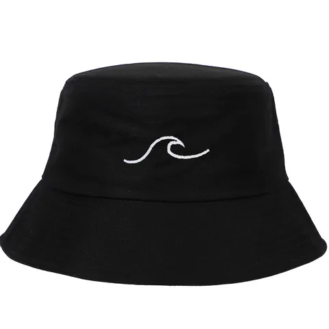 Cappello da Pescatore in Cotone Minimalista con Ricamo a Onde Cappello da Sole All'aperto per Donna Uomo Moda